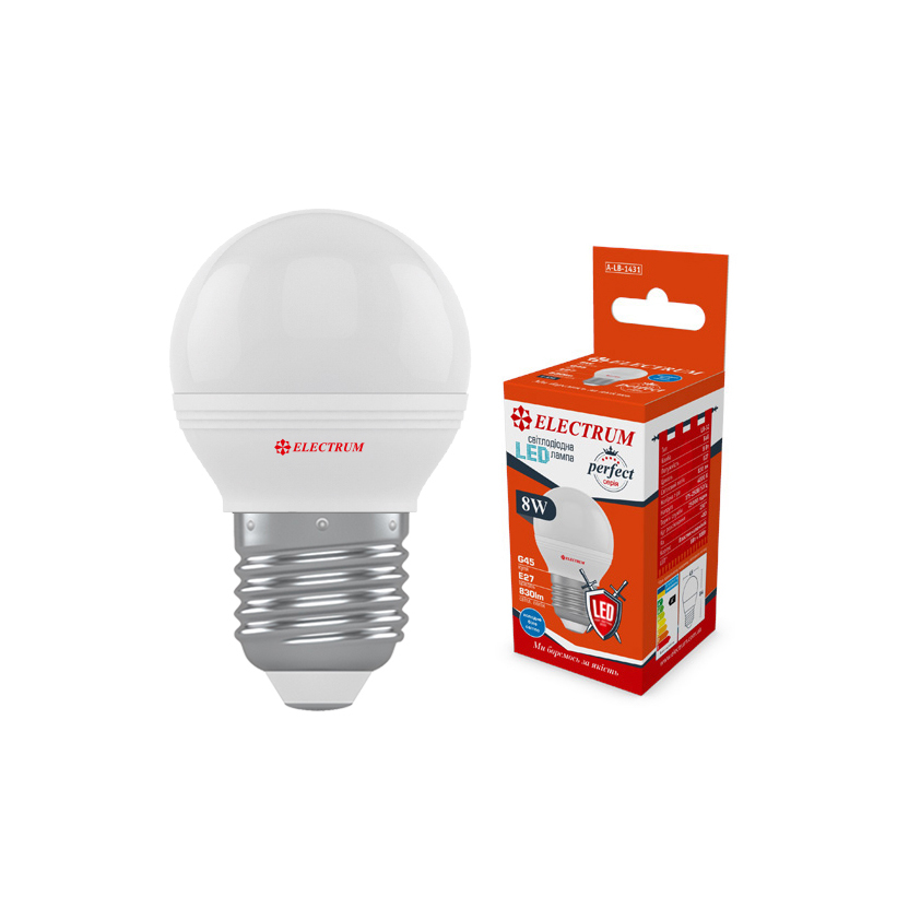 Лампа світлодіодна куля ELECTRUM D45 8W PA LB-32 PERFECT E27 4000K